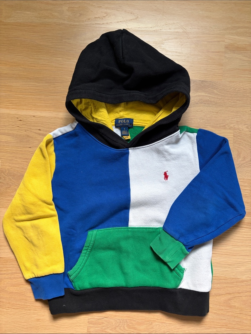 Polo by Ralph Lauren Colorblock Kids Hoodie in Blue, Yellow, Green, White, Black